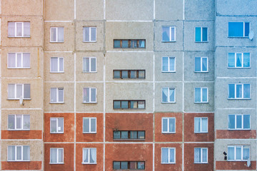 Naklejka premium Night view of exterior apartment building. High rise apartments in night light