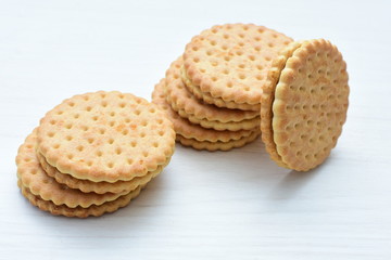  Chocolate cookies displayed on light background