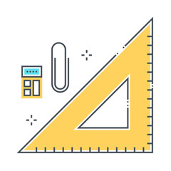 Ruler related color line vector icon, illustration