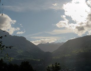 Distant view of the Spitzmeilen in stormy evening light