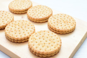  Chocolate cookies displayed on light background
