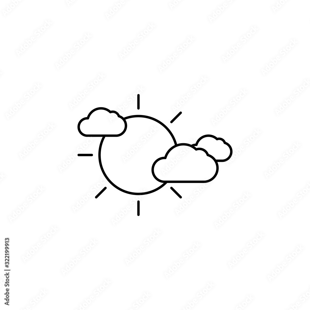 Poster sun cloud icon. simple line, outline vector elements of spring icons for ui and ux, website or mobil