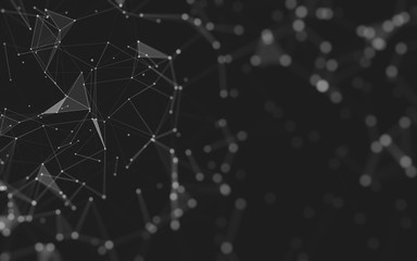 Abstract background. Molecules technology with polygonal shapes, connecting dots and lines. Connection structure. Big data visualization.