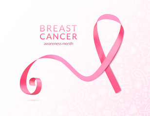 Fototapeta na wymiar Pink ribbon banner, vector illustration