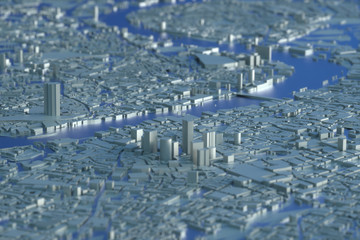 a London city map. 3d map of London. 3d render