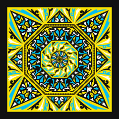 contemporary baroque pattern on yellow