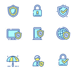Set of protection icons in linear color style isolated on white background 