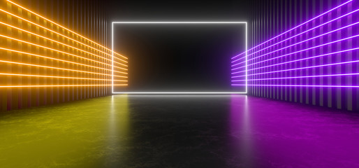 Beautiful composition of colored neon lights on a black background. 3d rendering image.