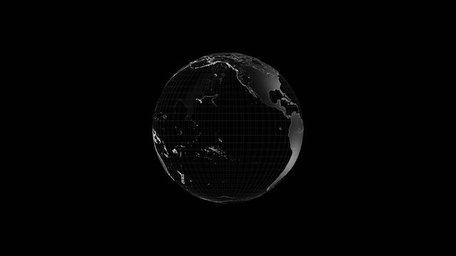 3D 4k rotating outline Earth - getting closer. Elements of this image furnished by NASA