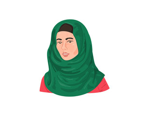 Beautiful muslim girl in a headscarf, trending style. Real woman portrait avatar.