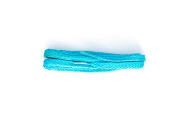 Blue shoelaces on a white background