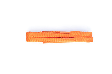 Orange  shoelaces on a white background