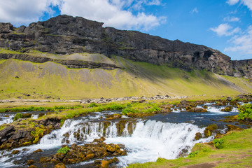 Fossalar river and waterfall in Iceland