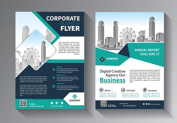 Business abstract vector template. Brochure design, cover modern layout, annual report, poster, flyer in A4 with colorful triangles, geometric shapes for tech, science, market with light background