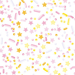 Sprinkle Cupcake Donut Topping. Seamless Pattern 