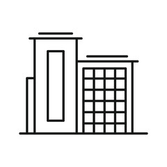 Line vector shopping center on white background. Urban architecture, shopping center on white background. Element for web, game and advertising