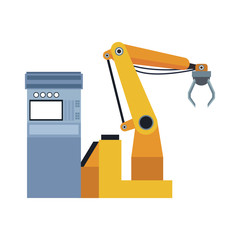 machine with robotic arm, colorful design