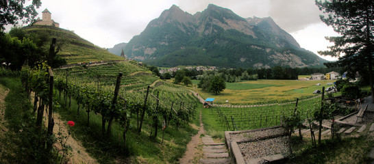 Countryside in Liechtenstein viewed from Castle Gutenberg