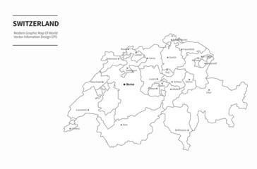 graphic vector map of switzerland. switzerland map. eu map