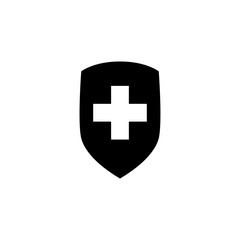 shield and check plus icon design vector logo template EPS 10