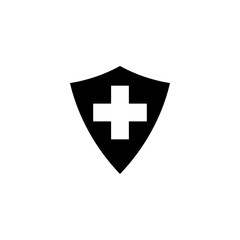 shield and check plus icon design vector logo template EPS 10