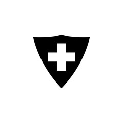 shield and check plus icon design vector logo template EPS 10