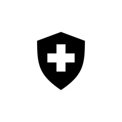 Fototapeta premium shield and check plus icon design vector logo template EPS 10