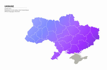 graphic vector map of ukraine. ukraine map. europe country map.