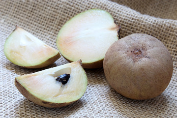 Exotic fruit Sapoti, original fruit of Central America