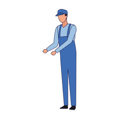 Car mechanic standing, colorful design