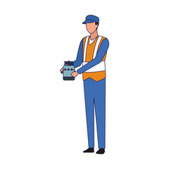 avatar mechanic holding a car alternator, colorful design
