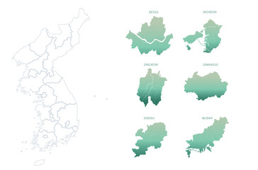 korea map. south korea vector map. simple infographic vector of korean peninsula. korea provinces map.