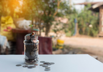 A coin in a glass jar