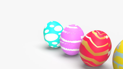  Easter eggs on white background 3d rendering for holiday content.