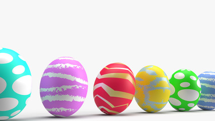  Easter eggs on white background 3d rendering for holiday content.