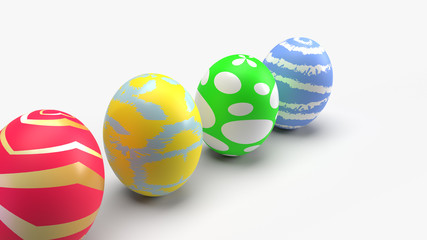  Easter eggs on white background 3d rendering for holiday content.