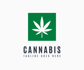 Fototapeta na wymiar Cannabis Marijuana Leaf Logo Icon Vector Illustration Template