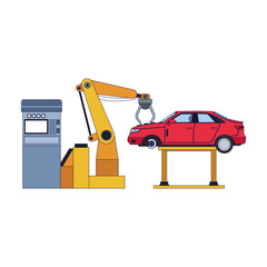 robotic arm holding a car icon