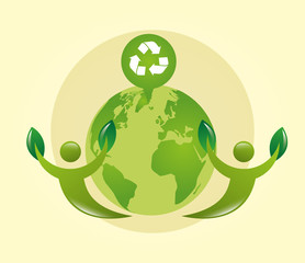 eco friendly poster with earth planet and recycle symbol