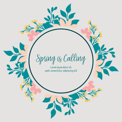 Decorative of leaf and flower frame, for seamless spring calling greeting card design. Vector