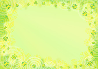 Abstract frame in yellow-green color with flowers, the basis for the text