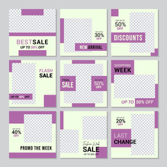 set of social media fashion sale banner template. vol 60