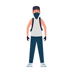 cartoon man standing with kerchief icon, colorful design