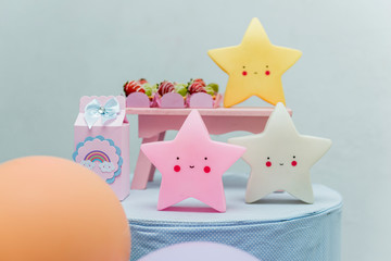 Birthday party decoration with cute colorful stars.