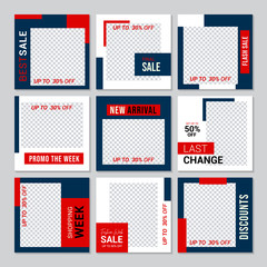 set of fashion sales social media post template. vol 63