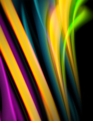 Silk smooth lines on black, liquid fluid color waves. Vector Illustration