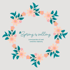 Cute Frame with beautiful leaf wreath, for spring calling poster design. Vector