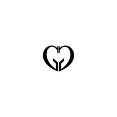 GG Love Logo Design Icon Vector Template