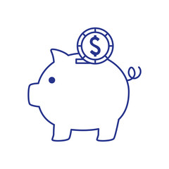 piggy bank saving with money isolated icon