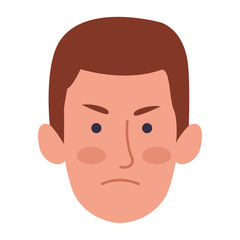 cartoon man face with angry expression, colorful design